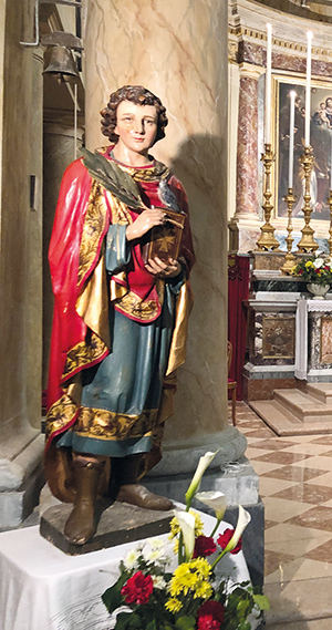 statua di San Pancrazio nella chiesa di Trasasso